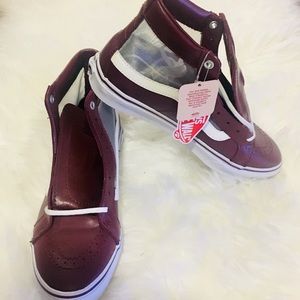 Vans Old School Burgundy Leather Sneakers